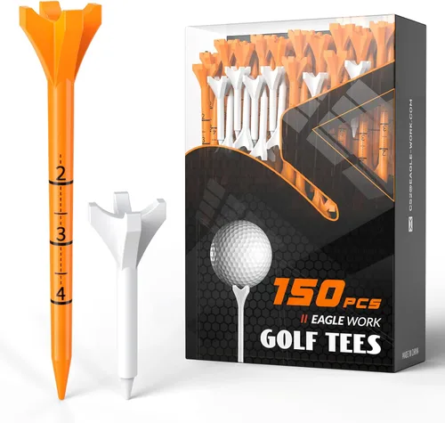 Miniatura 8 de Camisetas de golf de plástico, paquete de 150 (130 camisetas de conductor + 20 camisetas de hierro/híbridas), baja fricción y resistencia, diseño