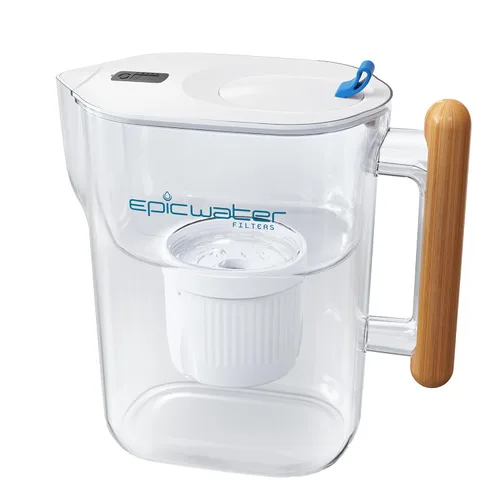 Epic Water Filters Jarras con Filtro Puro para Agua Potable, Filtro de 10 Tazas 150 Galones, Tritan Libre de BPA, Elimina Fluoruro, Cloro, Plomo,