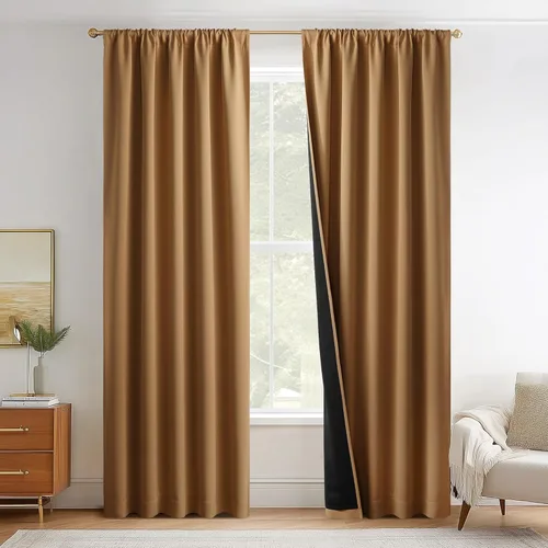 Miniatura 40 de NICETOWN Cortinas blancas 100% opacas, 2 capas gruesas completamente opacas con bolsillo para barra, cortinas aislantes térmicas para Blanco puro