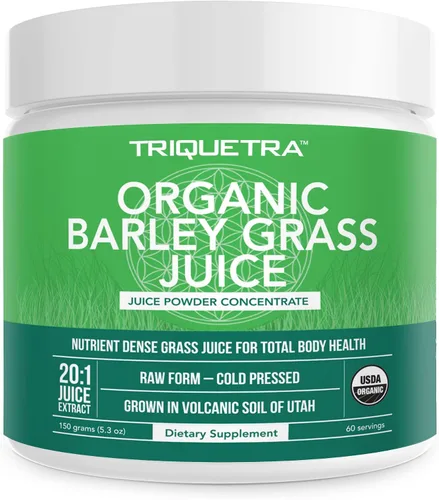 Polvo de jugo de hierba de cebada orgánica, cultivado en suelo volcánico de Utah, forma cruda y bioactiva, prensado en frío y secado con CO2, sin