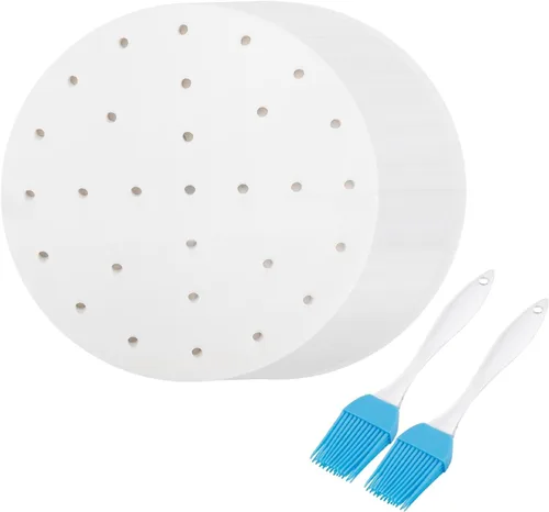 Miniatura 11 de Flexzion Papel pergamino perforado de 7.5 pulgadas para forros de freidora de aire, redondo, sin blanquear, 100 hojas de 3.5 y 3.7 cuartos de galón