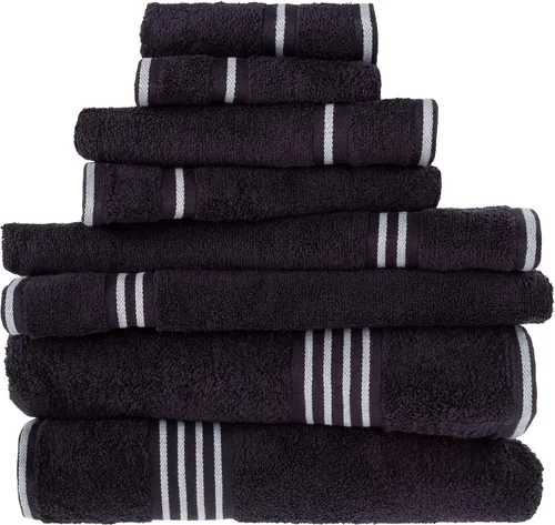 Miniatura 11 de Bedford Home - Juego de toallas de 8 piezas, accesorios de baño de algodón con 2 toallas de baño, 2 paños de mano, 2 toallas y 2 paños