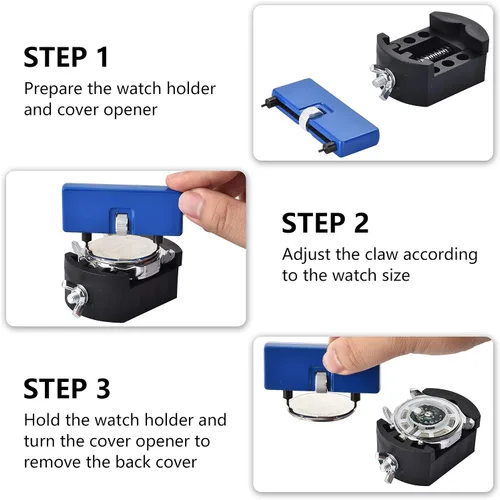 Miniatura 4 de TOPWAY - Kit de herramientas de repuesto de batería de reloj, herramienta de extracción de espalda y herramienta de apertura de reloj con 3 tipos