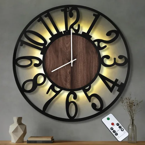Miniatura 13 de Reloj de pared silencioso de 20 pulgadas con luz nocturna, reloj de pared decorativo que brilla en la oscuridad, funciona con pilas, relojes