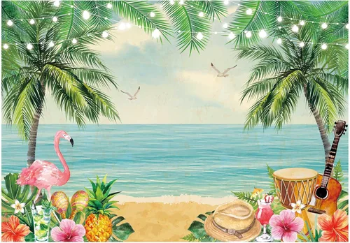 Allenjoy Telón de fondo de playa tropical de verano de 82 x 59 pulgadas para cumpleaños cubano, flamenco, baby shower, boda, fiesta temática,