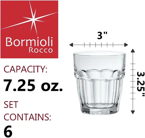Miniatura 2 de Bormioli Rocco Rock Bar - Vasos de jugo templados apilables de 7.25 onzas para bebidas frías, agua y cócteles, juego de 6, transparente