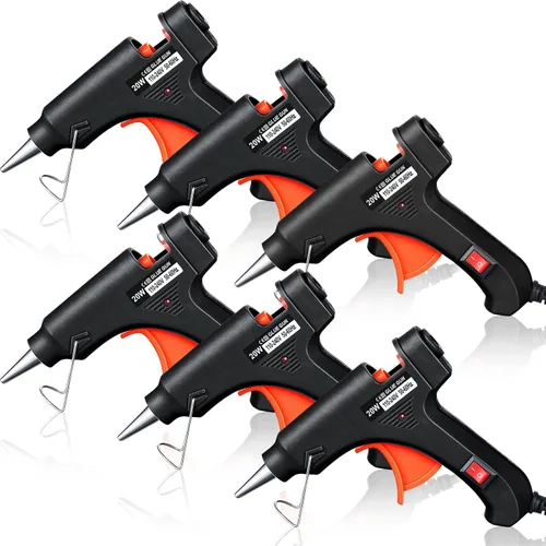 Zhengmy - 6 piezas de mini pistola de pegamento caliente, pistolas de fusión en caliente para manualidades, precalentamiento rápido y gatillo de