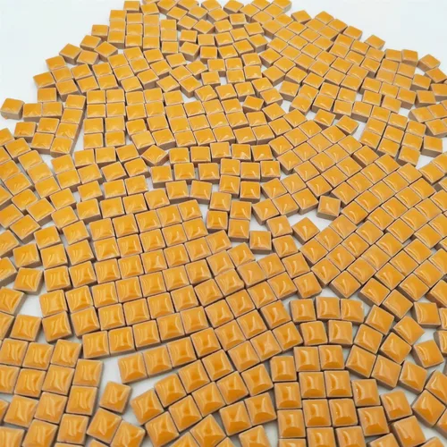 Miniatura 3 de 500 mosaicos cuadrados de cerámica de 1.1 libra, 0.4 x 0.4 pulgadas hechos a mano, micro mosaicos creativos para arte y decoración del hogar Naranja