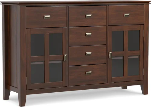 Miniatura 16 de SIMPLIHOME Artisan Buffet - Aparador de 3 puertas de madera maciza de 54 pulgadas de ancho en gris envejecido, gabinete de almacenamiento