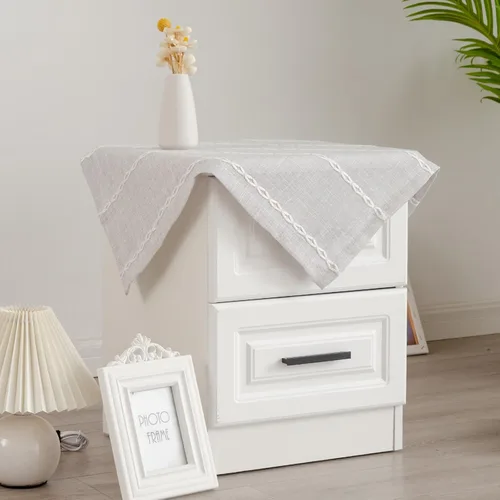 Miniatura 13 de Mantel redondo rústico pequeño lavable a rayas jacquard de lino resistente estilo granja con borlas para cocina, comedor, fiesta, decoración de Café