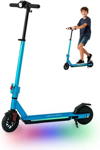 Miniatura 9 de Patinete eléctrico para niños de 6 a 14 años, motor de 150W, 4/7/11 mph, tiempo de conducción de 60 minutos, velocidad ajustable, pantalla LED