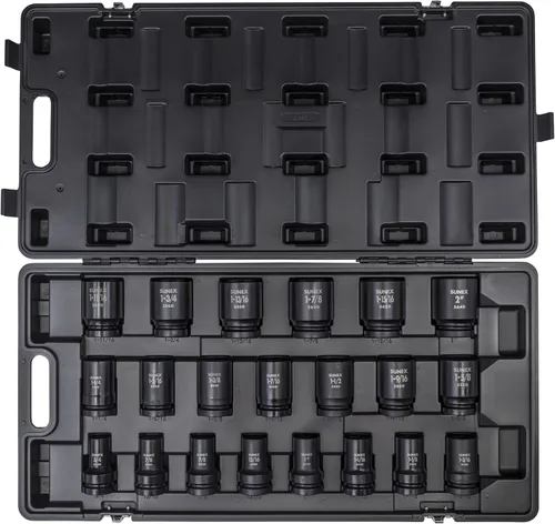 Miniatura 10 de Sunex 5690A, juego de llaves de impacto para ruedas de 1 pulgada de gran resistencia, 10 piezas, SAE/métrico, profundo/profundo de pared
