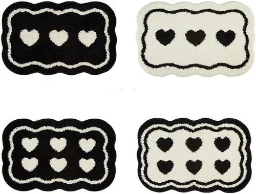 Miniatura 8 de Alfombras de baño pequeñas ultra suaves, absorbentes de agua, antideslizantes, con bonitos corazones, de lujo, lavables, para cocina, puerta
