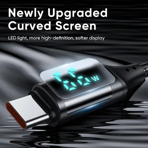 Miniatura 2 de Mcdodo Cable USB C tipo C de carga rápida de 4 pies con medidor de potencia digital de 100 W, cable trenzado de nailon para iPhone 15/15Pro/iPad