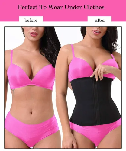 Miniatura 3 de GainKee, corsé para cinturón de clip y cremallera para mujer, neopreno, chaleco de sudor para dar forma al cuerpo Cinturón negro