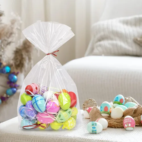 Miniatura 4 de Morepack Bolsas Grandes de Celofán de Fondo Plano, 100 Piezas 12x4x16 Pulgadas Bolsas de Regalo de Celofán Transparentes de Fondo Plano con Ataduras