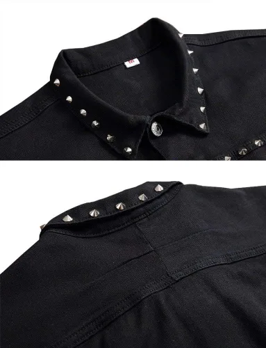 Miniatura 2 de LifeHe Chalecos de mezclilla sin mangas con solapa y cremallera punk para hombre
