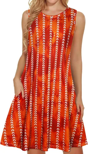 Miniatura 20 de elescat Vestidos de verano para mujer 2025, vestido casual de playa sin mangas con estampado floral, tipo camiseta, suelto y con bolsillos