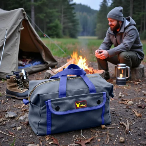 Miniatura 7 de Bolsa de lona encerada multiusos estilo militar, resistente al agua, correa ajustable, totalmente forrada, cierre de doble cremallera, uso pesado