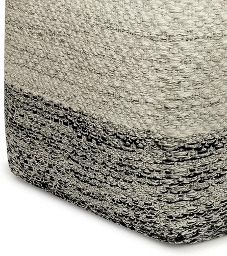 Miniatura 5 de SIMPLIHOME Macie Boho - Puf cuadrado tejido para exteriores/interiores en poliéster PET reciclado gris y blanco para sala de estar, dormitorio