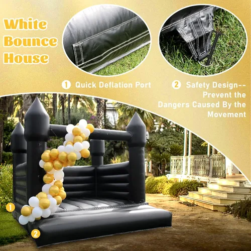 Miniatura 8 de Casa inflable negra para decoración de Halloween al aire libre, fiesta, patio, boda, castillo inflable de PVC para niños con soplador