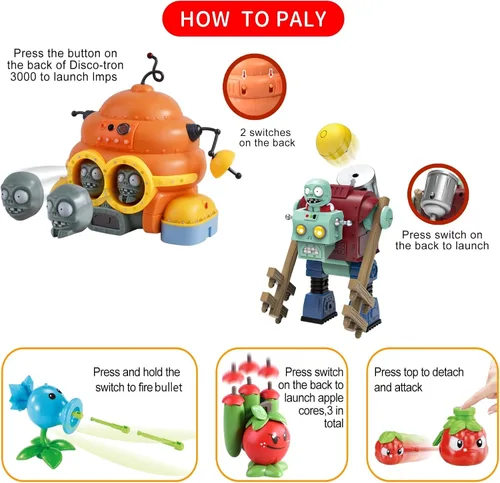 Miniatura 6 de ROLOSO Plantas y Zombis - Figuras de Juguetes vs Lanzaguisantes - Favores de Fiesta, Decoraciones de Cumpleaños, Suministros, Juego de Peluche Serie
