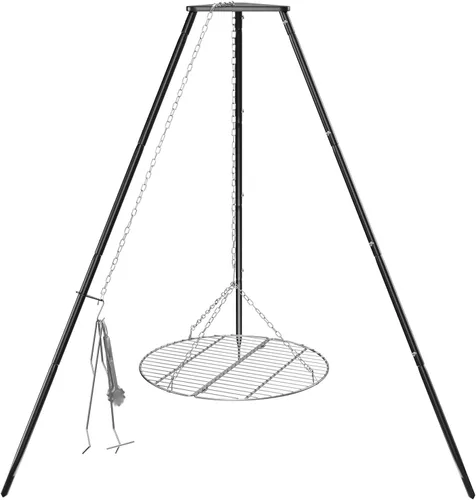 Miniatura 8 de Bruntmor - Soporte de cocina para fogata, parrilla para utensilios de cocina, horno holandés Bruntmor patas plegables ajustables con ganchos