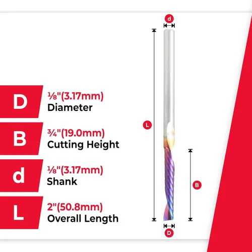 Miniatura 4 de Amana Tool Spektra 51437-K, 51437-K, 1/8 D x 3/4 CH x 1/8 SHK x 2 pulgadas de largo con acabado de espejo