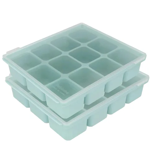 Miniatura 8 de Bandeja de silicona para congelador, cubos de almacenamiento de comida para bebé con tapa a clip, congelar comida para bebé, sopas, purés, hielo