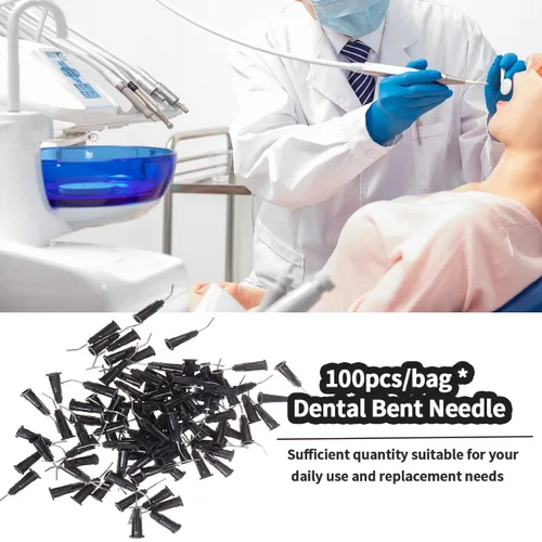 Miniatura 4 de Aguja de punta roma, 100 puntas dispensadoras dobladas negras de 0.71 oz, puntas de aguja dispensadoras de flujo, puntas de aguja desechables