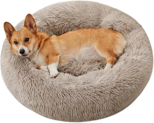 Miniatura 81 de WESTERN HOME WH Cama calmante para perros y gatos, dona acogedora anti-ansiedad, cama redonda cálida y acogedora de piel sintética, suave y azul