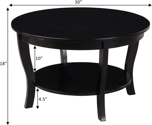 Miniatura 7 de HomeStock Global Greatness - Mesa auxiliar redonda con estante, acabado de madera, mesa de estilo clásico de transición, estantería espaciosa de dos