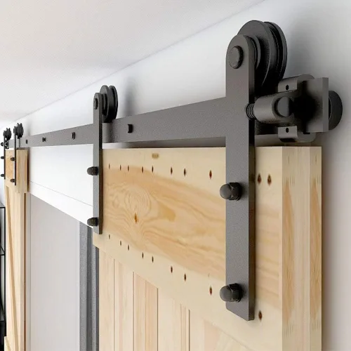 Miniatura 16 de CCJH - Kit de herrajes para puerta corrediza de granero de 10pies, resistente, suave y silencioso, fácil de instalar, p/paneles de puerta indiv.