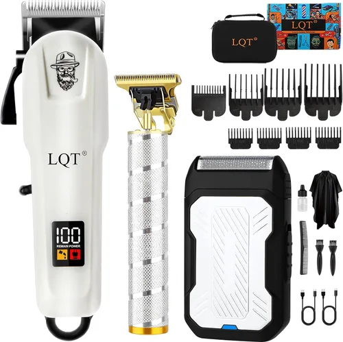 Juego de cortapelos y recortadores para hombres, recortadora de pelo y barba profesional inalámbrica con palanca ajustable y gran capacidad de