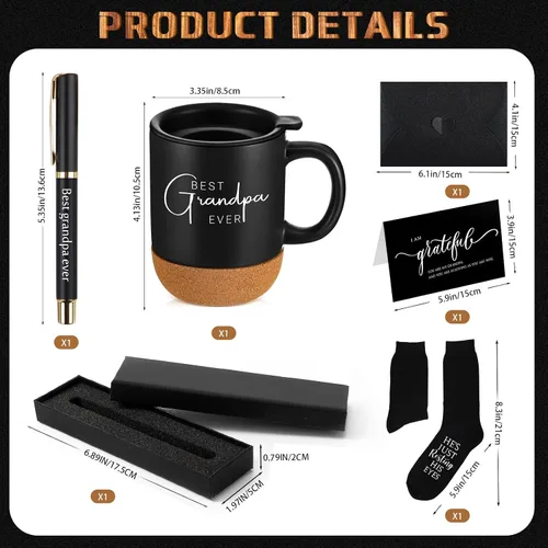 Miniatura 2 de ReliThick Juego de 6 regalos para el mejor abuelo para hombres, regalos del día del padre, regalos del abuelo, 13.5 onzas, tazas de cerámica