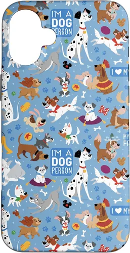 Miniatura 23 de Disney Funda azul para iPhone 17 con texto en inglés "Dogs I'm a Dogperson