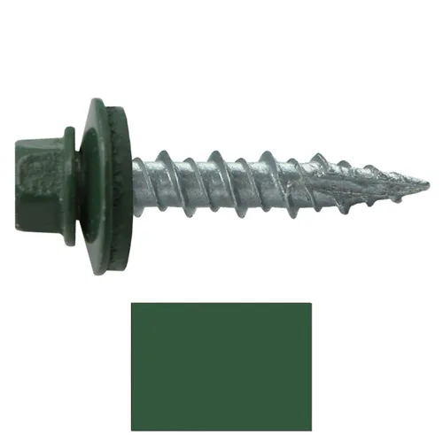 Miniatura 2 de 10 x 1 Tornillos de metal Evergreen para techos – Cabezal hexagonal – Arandela autoinicial/roscado – Arandela EPDM. 1 bolsa – 250 tornillos