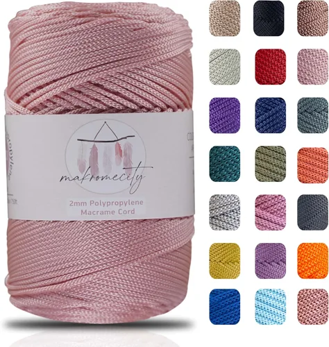Miniatura 34 de Makromecity, 2 carretes de cordón de macramé de poliéster de 2 mm x 250 yardas (750 pies) de 2 mm de cordón de polipropileno para macramé, ideal