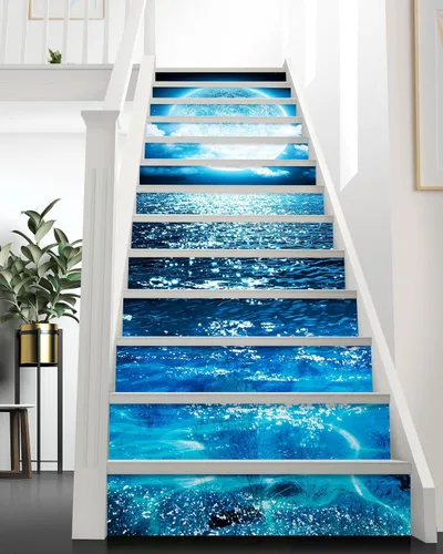 Miniatura 8 de FLFK Calcomanías para escaleras - Adhesivos para escaleras, Calcomanías autoadhesivas para escalones de Sunrise Coast, para decoración del hogar