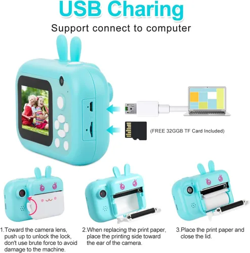Miniatura 5 de Cámara para niños MINIBEAR con impresión instantánea para niños, cámara digital para niños pequeños, juguetes para niños, regalos de Navidad