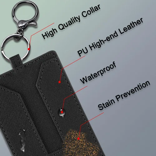 Miniatura 6 de Tarjetero de cuero genuino con llavero, funda protectora antiarañazos compatible con el modelo 3 Y