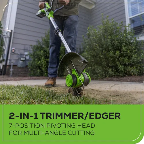 Miniatura 4 de Greenworks Cortadora de Hilo/Bordeadora Inalámbrica de 24V (Gen 2), Ancho de Corte de 12", Diseño Ultra-Ligero de 6 lbs, con Batería de 2.0Ah