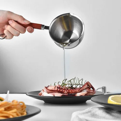 Miniatura 2 de Olla de calentamiento de mantequilla, mini calentador de mantequilla de acero inoxidable con mango de calor para mantequilla derretida, leche al
