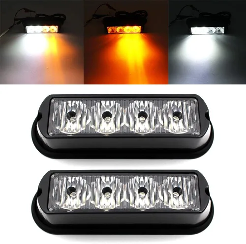 Miniatura 11 de FXC - 2 luces estroboscópicas intermitentes con 4 LED para montaje en superficie, para camión, automóvil, vehículo, luz de rejilla LED, baliza