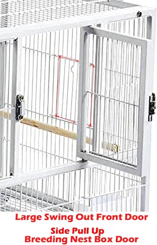 Miniatura 2 de Jaula Individual Apilable con División Central para Criador de Pájaros de Vuelo Doble Rodante para Aviarios Canarios Cacatúas Tortolitos Pinzones