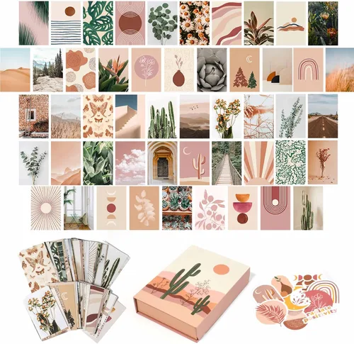 Artivo Kit de collage de pared bohemio para niñas adolescentes, bonita decoración de habitación, imágenes estéticas de decoración de pared,