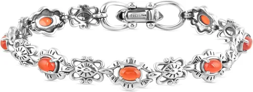 Miniatura 26 de American West Jewelry Pulsera de plata de ley con piedras preciosas de eslabones de concha, tallas pequeñas a grandes