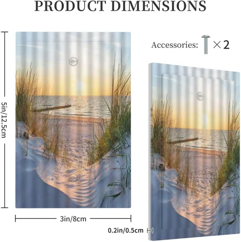 Miniatura 5 de Placa de pared de 1 cuadrilla, diseño de playa, océano, amanecer, mar, atardecer, cubierta de interruptor de luz en blanco, decorativo, sin