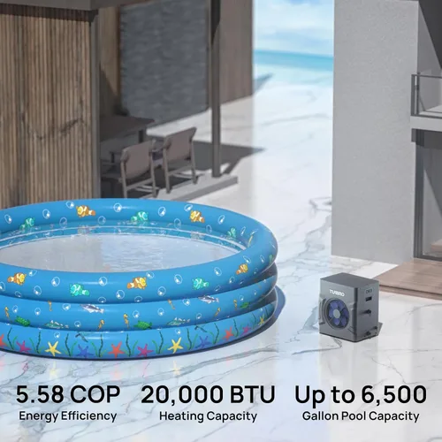 Miniatura 3 de TURBRO Bomba de calor para piscina, 20,000 BTU, para piscinas y spas sobre y en el suelo, alta eficiencia, todo calentador eléctrico, no necesita