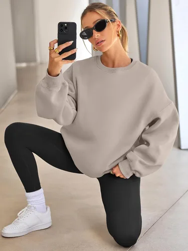 Miniatura 3 de EFAN - Sudaderas extragrandes para mujer, de vellón con capucha y cuello redondo, suéteres informales y cómodos, ropa de moda para invierno